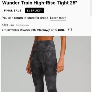 Lululemon Wunder Train High-Rise Tight 25”